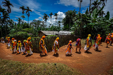Tiwa tribal people at a village in Karbi Anglong